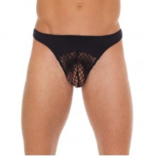 Mens Black GString With A Net Pouch